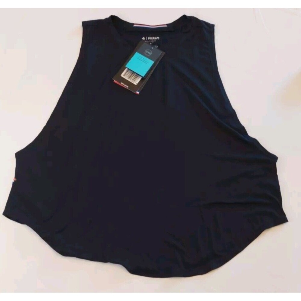 FourLaps Black Cropped Openarm Tank Sz M